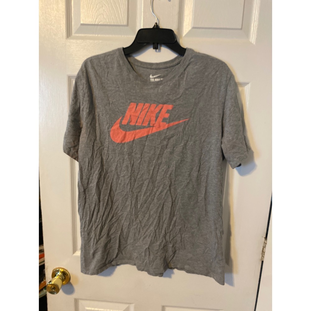 Nike Mens Athletic Cut T-Shirt XL Gray Orange Futura Logo Short Sleeve Crew Neck
